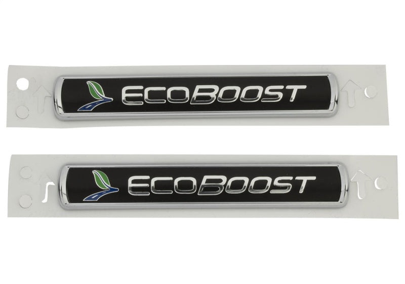 Ford Racing Black/Silver EcoBoost Emblem 3-1/2in x 9/16in - Set of 2