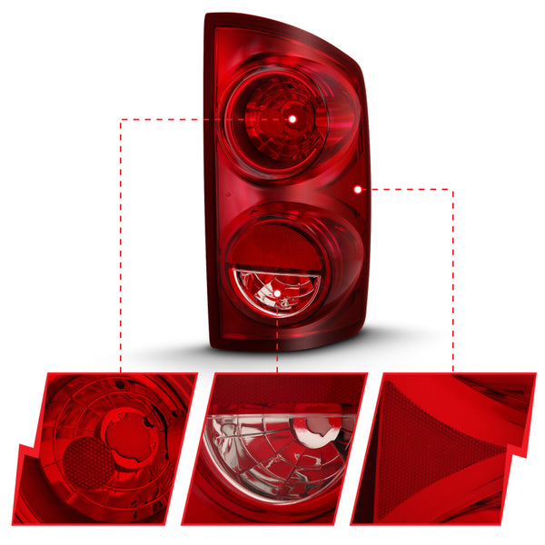 ANZO 2007-2009 fits Dodge Ram 1500 Tail Light Red Lens (OE)