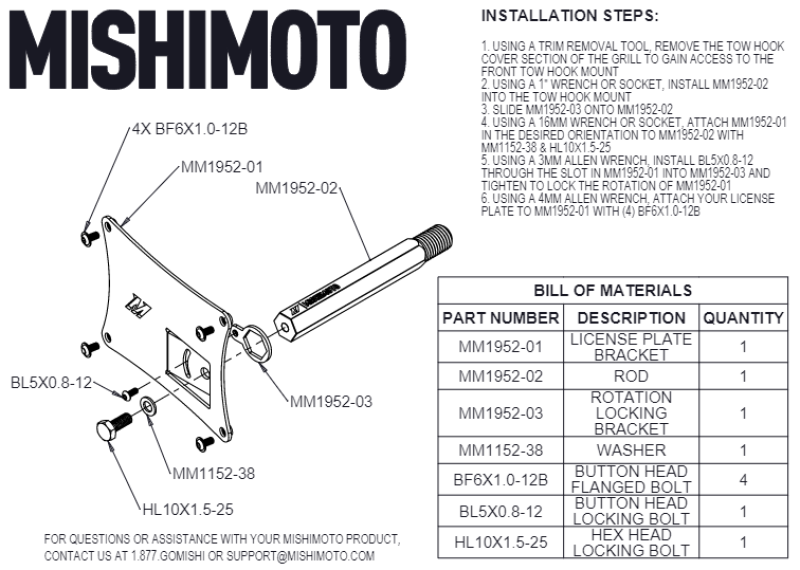 Mishimoto 2023+ fits Nissan Z License Plate Relocation Kit