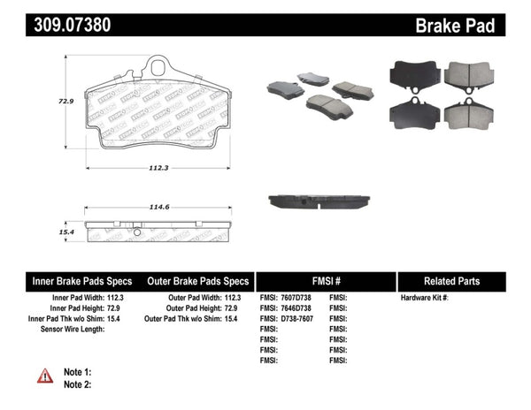 StopTech Performance 97-04 fits Porsche Boxster / 00-08 Boxster S / 98-08 911 Rear Brake Pads
