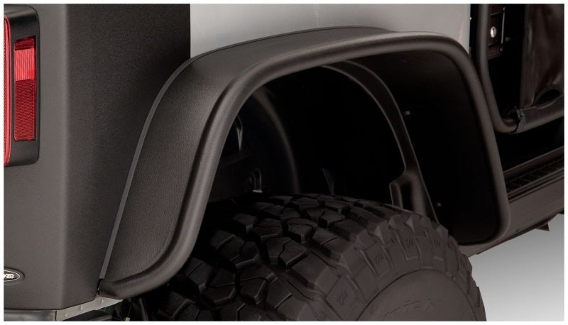 Bushwacker 07-18 fits Jeep Wrangler Flat Style Flares 2pc Fits 2-Door Sport Utility Only - Black