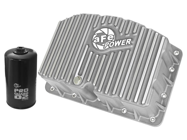 aFe Street Series Engine Oil Pan Raw w/ Machined Fins; 11-17 fits Ford Powerstroke V8-6.7L (td)