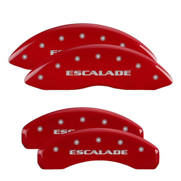 MGP 4 Caliper Covers Engraved Front & Rear Escalade Red finish silver ch