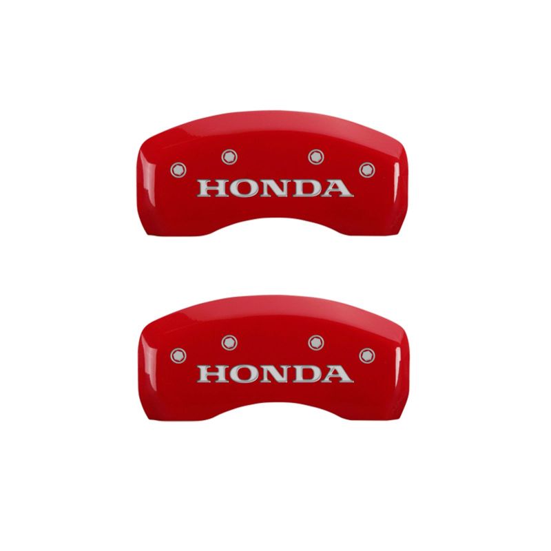 MGP 4 Caliper Covers Engraved Front & Rear fits Honda Red finish silver ch