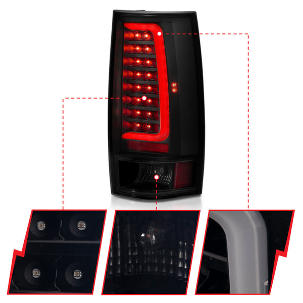 ANZO 2007-2014 fits Chevy Tahoe LED Taillight Plank Style Black w/Smoke Lens