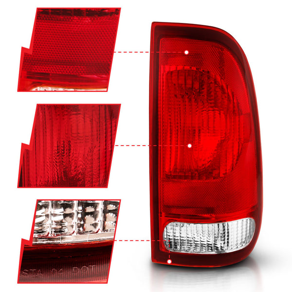 ANZO 1997-2003 fits Ford F-150 Taillight Red/Clear Lens (OE Replacement)