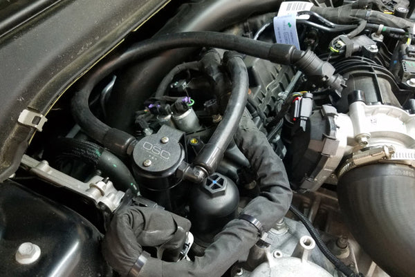 J&L 17-19 fits Ford Fusion Sport 2.7L Passenger Side Oil Separator 3.0 - Black Anodized