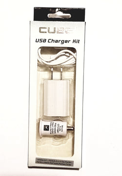 Cube USB Charger Kit- Lightning Cable-Wall Charger-Car Charger- White
