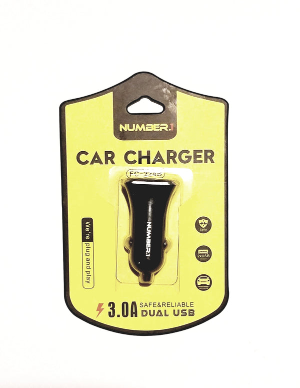 Number.1 Dual USB 3.0A Car Charger-Black