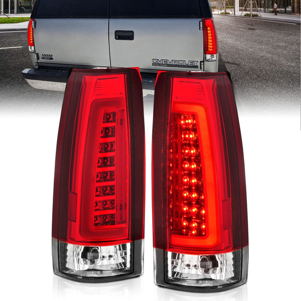 ANZO 1999-2000 fits Cadillac Escalade LED Taillights Chrome Housing Red/Clear Lens Pair