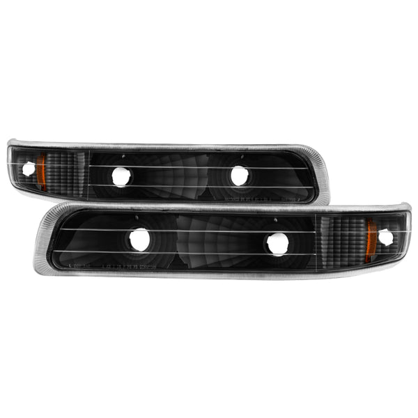 Xtune fits Chevy Silverado 99-02 Amber Reflector Bumper Lights Black CBL-JH-CS99-AM-BK