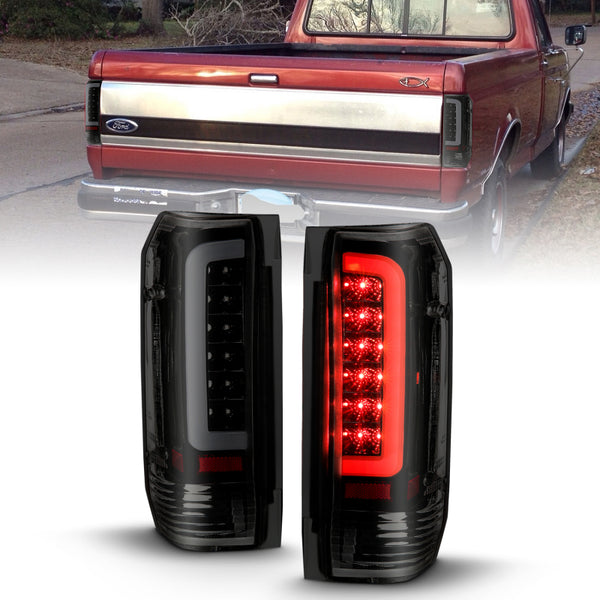 ANZO 1987-1996 fits Ford F-150 LED Taillights Black Housing Smoke Lens (Pair)