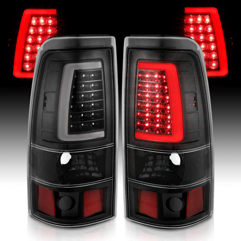 ANZO 1999-2002 fits Chevy Silverado 1500 LED Taillights Plank Style Black w/Clear Lens