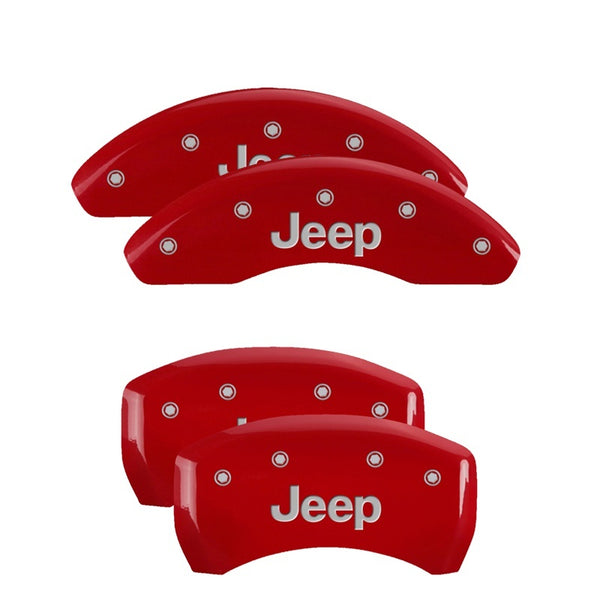 MGP 4 Caliper Covers Engraved Front & Rear fits Jeep Red finish silver ch