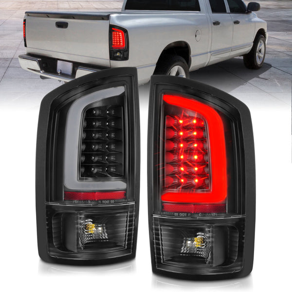 ANZO 2002-2006 fits Dodge  Ram 1500 LED Tail Lights w/ Light Bar Black Housing Clear Lens