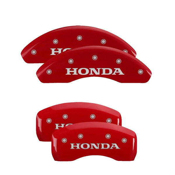 MGP 4 Caliper Covers Engraved Front & Rear fits Honda Red finish silver ch