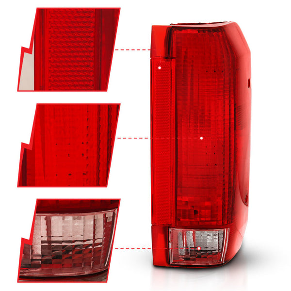 ANZO 1992-1996 fits Ford Bronco Taillight Red/Clear Lens (OE Replacement)