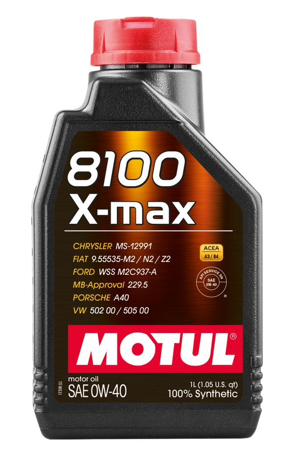Motul 1L Synthetic Engine Oil 8100 0W40 X-MAX - fits Porsche A40