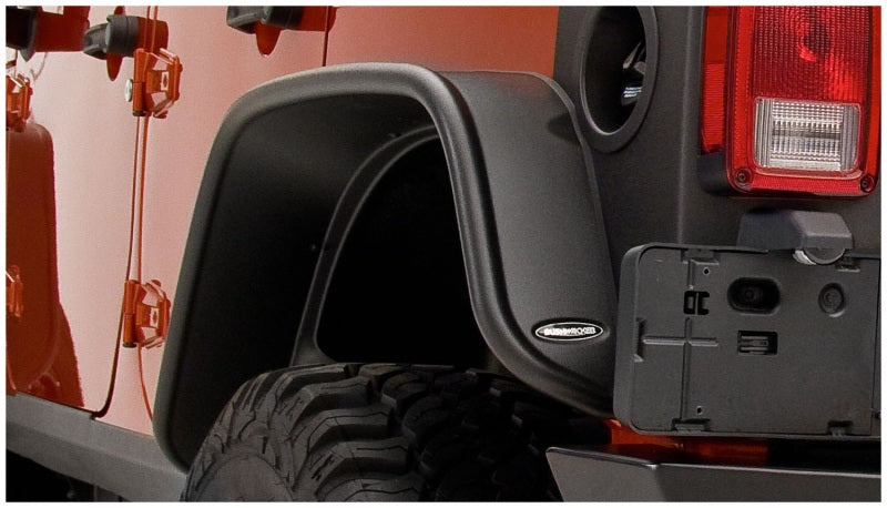 Bushwacker 07-18 fits Jeep Wrangler Unlimited Flat Style Flares 2pc 4-Door Sport Utility Only - Black