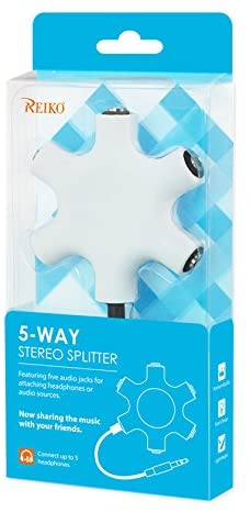 Reiko 3.5mm 6-Port Multi Headphone Splitter with 5inches Hard Wired - White