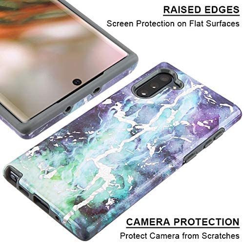 Mybat Fuse Hybrid Protector Cover for Samsung Galaxy Note 10 6.3 - Electroplated Green Marbling Iron Gray