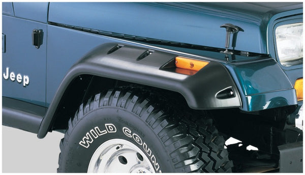 Bushwacker 87-95 fits Jeep Wrangler Cutout Style Flares 2pc Cutting Optional Not Renegade - Black