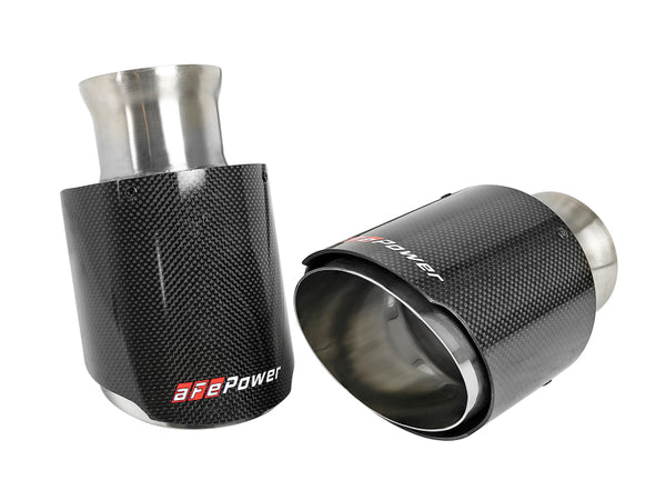 aFe MACH Force-XP 4-1/2in Carbon Fiber OE Replacement Exhaust Tips - 15-19 fits Dodge Charger/Hellcat