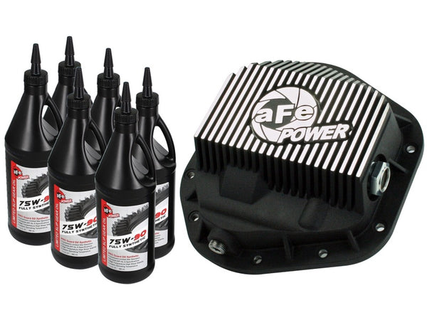 aFe Power Front Diff Cover w/ 75W-90 Gear Oil 5/94-12 fits Ford Diesel Trucks V8 7.3/6.0/6.4/6.7L (td)