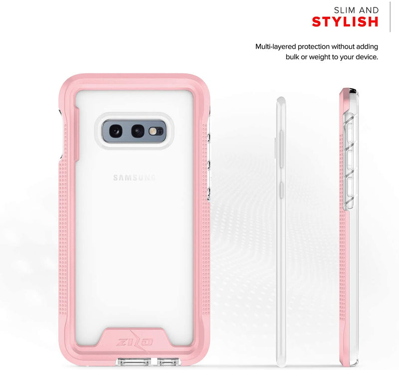 ZIZO ION Series for Samsung Galaxy S10e Case Military Grade Drop Tested w/Tempered Glass Screen Protector Rose Gold Clear