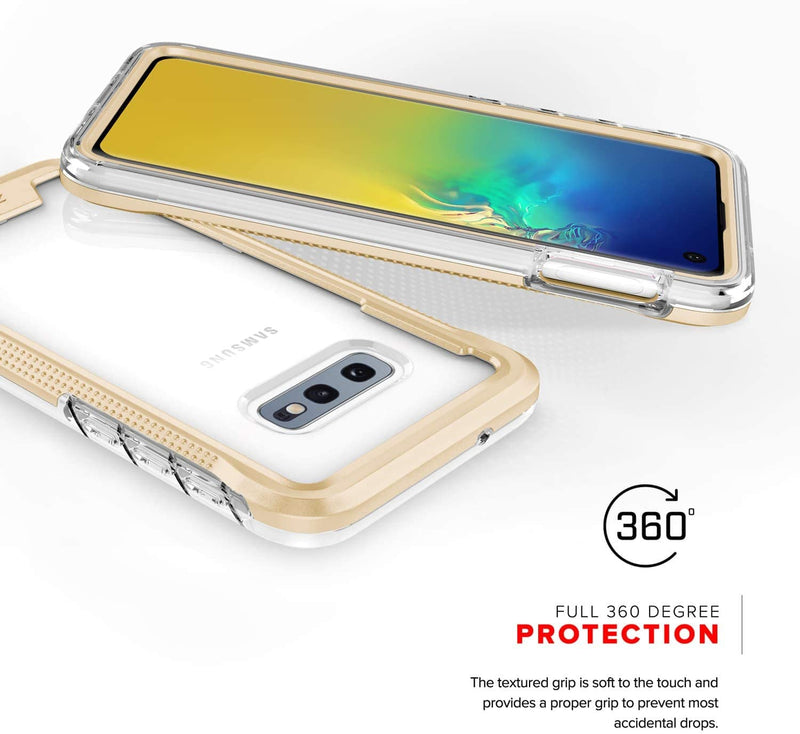 ZIZO ION Series for Samsung Galaxy S10e Case Military Grade Drop Tested w/Tempered Glass Screen Protector Gold/Clear