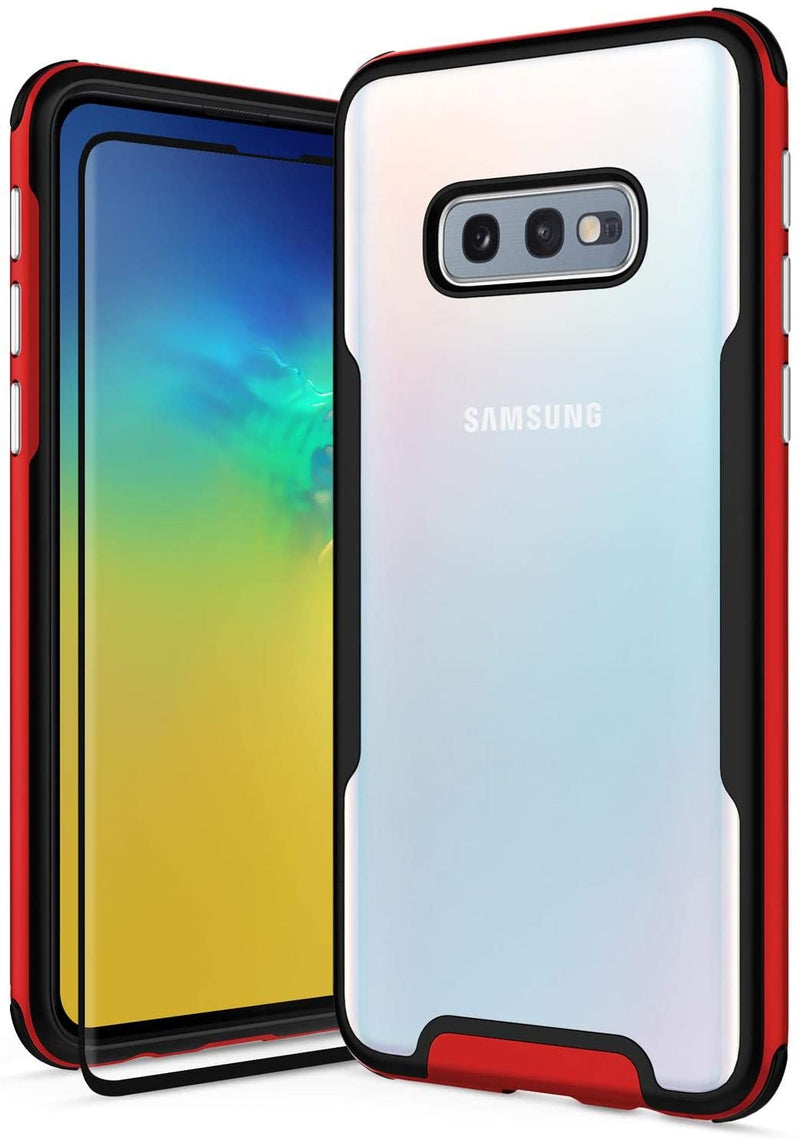 ZIZO Fuse Series for Samsung Galaxy S10e Case Thin Dual Layered w/ Tempered Glass - Red/Clear