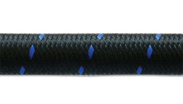Vibrant -6 AN Two-Tone Black/Blue Nylon Braided Flex Hose (20 foot roll)
