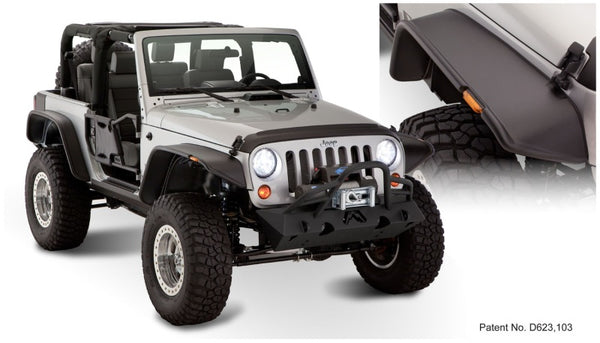 Bushwacker 07-18 fits Jeep Wrangler Flat Style Flares 4pc Fits 2-Door Sport Utility Only - Black