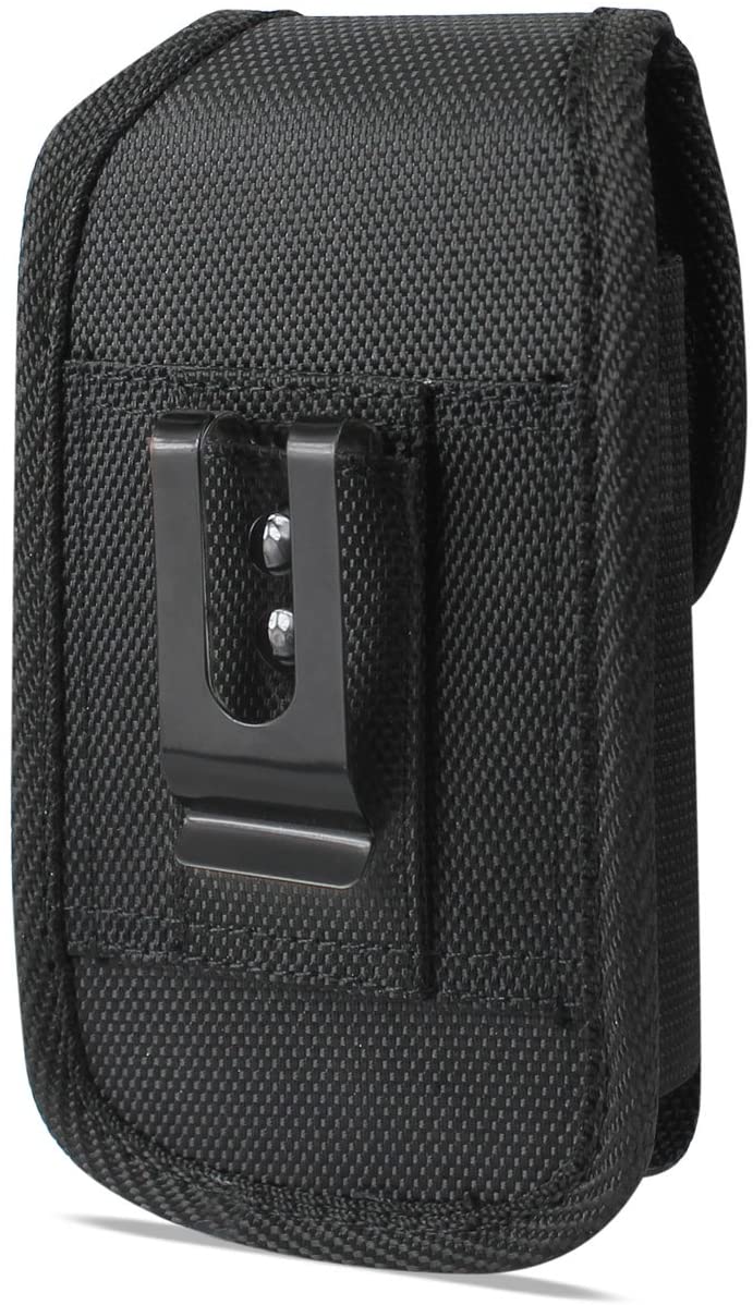 Reiko Vertical Rugged Pouch with Buckle Clip in Black