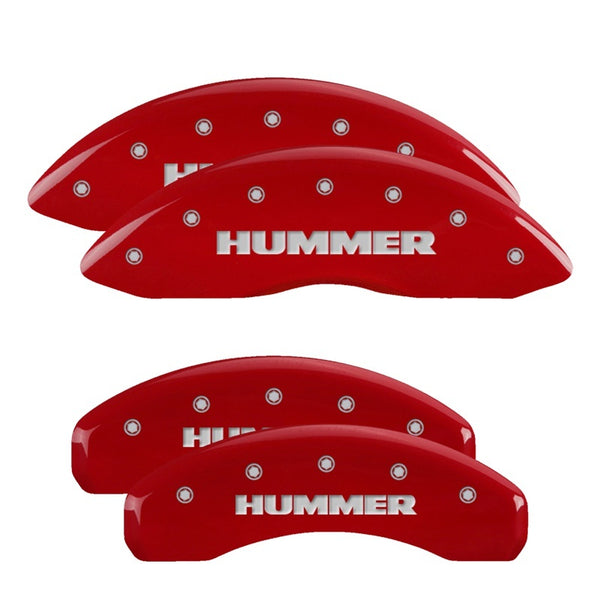 MGP 4 Caliper Covers Engraved Front & Rear fits Hummer Red finish silver ch