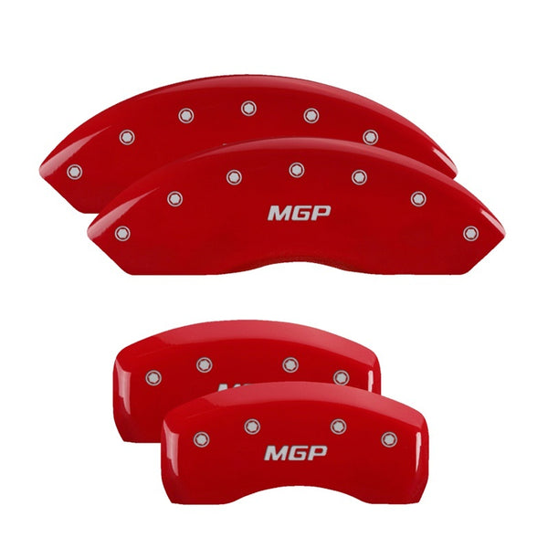 MGP 4 Caliper Covers Engraved Front fits Lincoln Engraved Rear MKZ Red finish silver ch