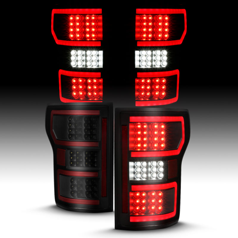 ANZO 18-19 fits Ford F-150 LED Taillight Black Housing Clear Lens Red Light Bar W/Sequential
