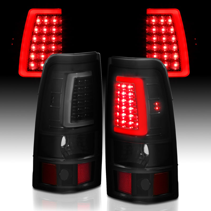 ANZO 2003-2006 fits Chevy Silverado 1500 LED Taillights Plank Style Black w/Smoke Lens