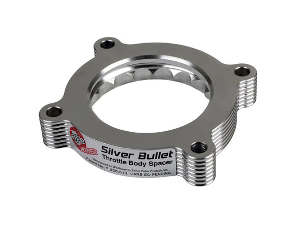 aFe 11-14 fits Ford Mustang/ 11-14 fits Ford F-150 V6 3.7L Silver Bullet Throttle Body Spacer - Silver
