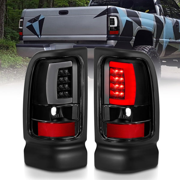 ANZO 1994-2001 fits Dodge Ram 1500 LED Taillights Plank Style Black w/Clear Lens