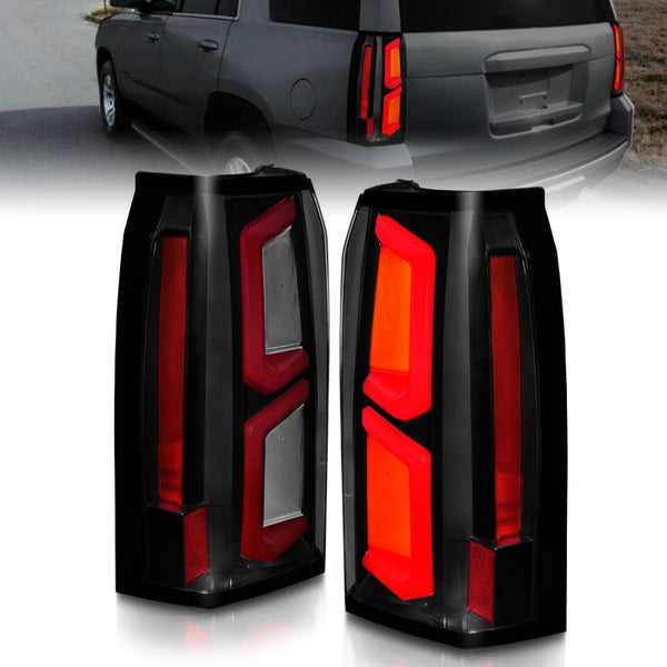 ANZO 2015-2020 fits Chevrolet Tahoe LED Tail Lights w/ Light Bar Black Housing Somke Lens