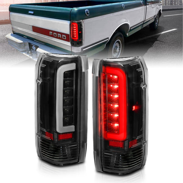 ANZO 1987-1996 fits Ford F-150 LED Taillights Black Housing Clear Lens (Pair)