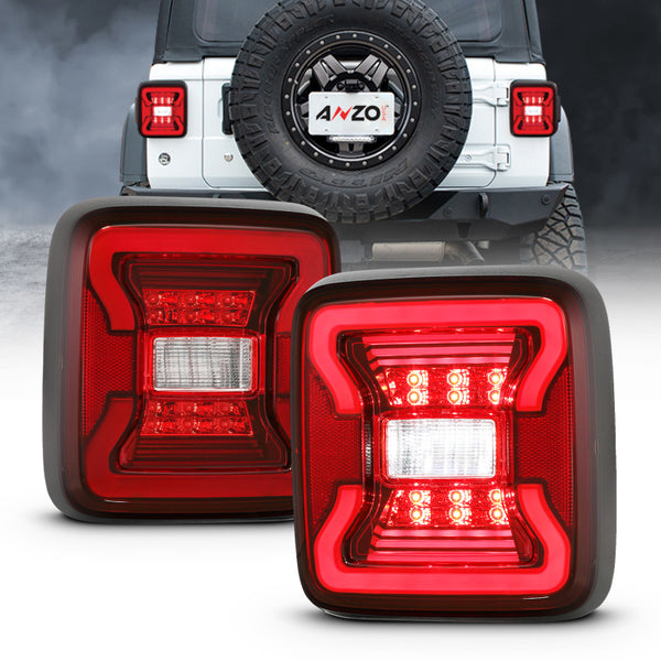 ANZO 18-19 fits Jeep Wrangler JL LED Taillights Black