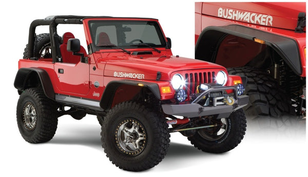 Bushwacker 97-06 fits Jeep Wrangler Flat Style Flares 4pc - Black