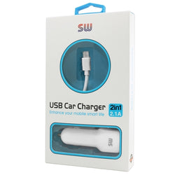 SW22 2.1A 2 USB CAR CHARGER FOR IPHONE6 -WHITE