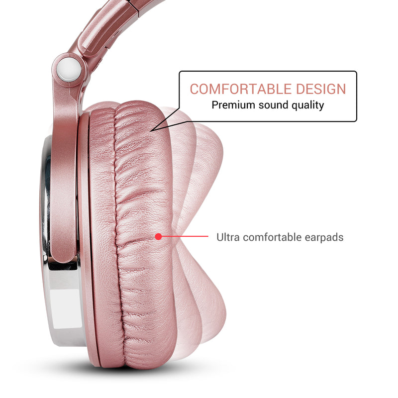 OneOdio Pro 10 Adapter-Free Closed Back Over-Ear DJ Stereo Monitor Headphones, Pink