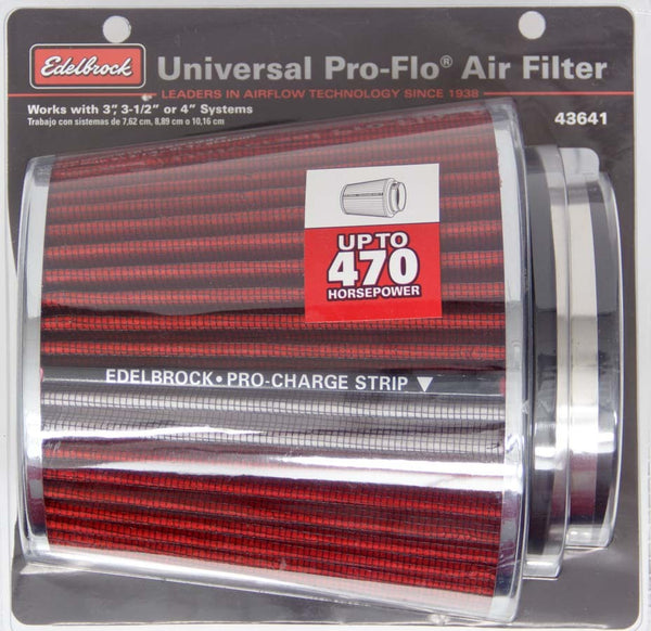 EDELBROCK 43641 Pro-Flo Air Filter Cone 6.70 Tall Red/Chrome