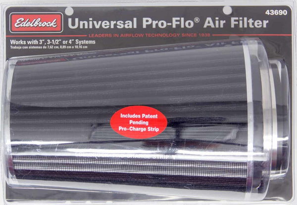 EDELBROCK 43690 Pro-Flo Air Filter Cone 10.5 Tall Black/Chrome