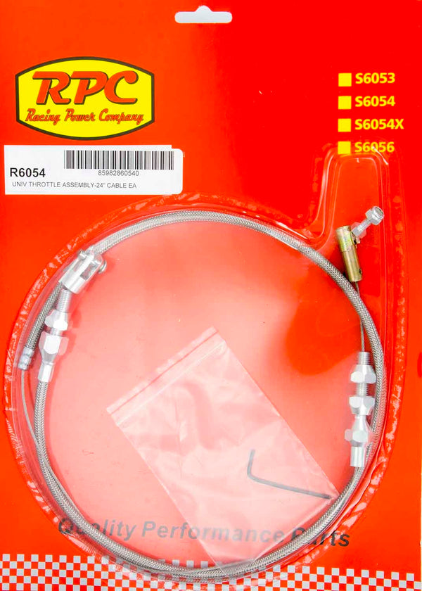 Racing Power Company R6054 Stainless Throttle Cable 24in