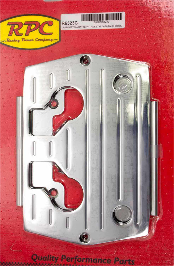 RACING POWER CO-PACKAGED R6323C Optima Alum Ball Milled Battery Tray Chrome